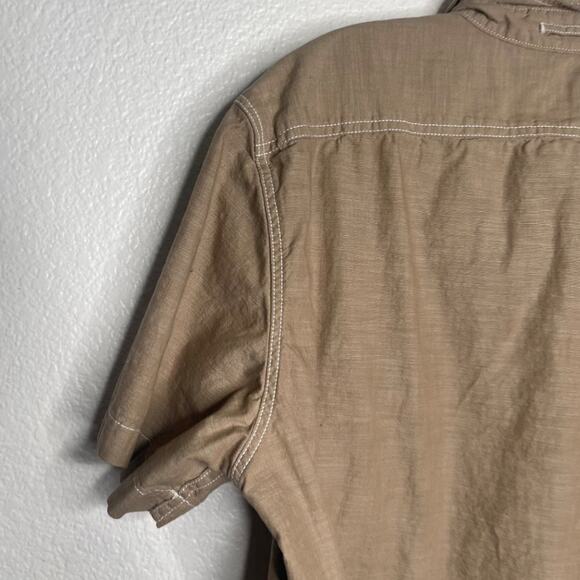 GAP Mens Shirt Size L Light Brown Short Sleeve Collared Button Down Unlined - Picture 14 of 15